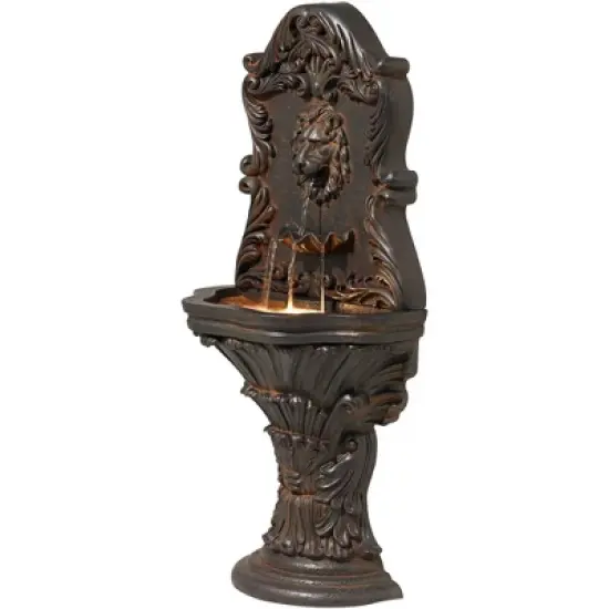 John Timberland Imperial Lion Acanthus Rustic Outdoor Floor Wall Water Fountain with LED Light 50" for Yard Garden Patio Home Deck Porch House Balcony image {4}