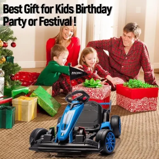 Ride On Go Kart for Kids, 24V 7Ah Battery Two 200W Motors, 8MPH Fast Drifting Circling Car, Adjustable Seat Electric Ride Toy, for Kids 6+ image {6}