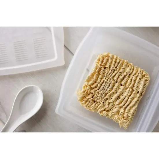 The Original Fasta Pasta Microwave Ramen Cooker w Lid and Built-in Strainer- No More Messes, Waiting for Water to Boil,or Sticky Noodles image {4}