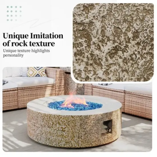 42/56 inch Outdoor Magnesium Oxide Fire Pit Table Propane for Outside Patio with Tank Cover image {3}