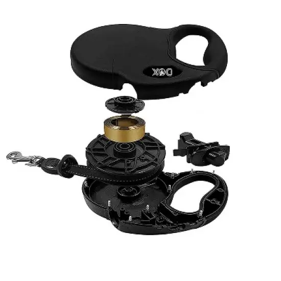 DDOXX 16.4 ft Retractable Dog Leash with Strong Reflective Nylon Strips and Break & Lock System - Black image {2}