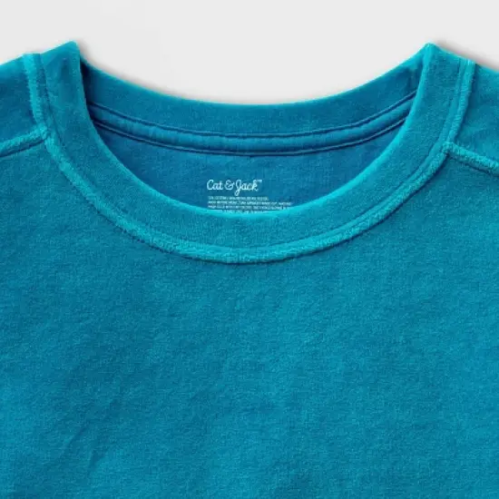 Girls' Adaptive Velour Sweatshirt - Cat & Jack&trade; Teal Blue image {2}