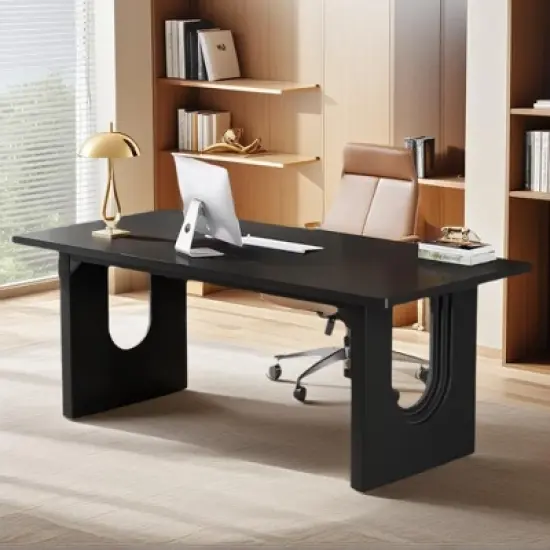 Resenkos Computer Desk, Gaming Desk,Computer Desk, Office Desk Computer Table Study Writing Desk,Vintage Grey & Black image {2}