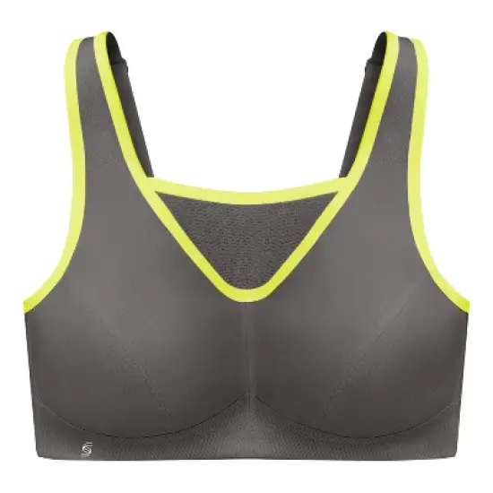 Glamorise Womens No-Bounce Camisole Sports Wirefree Bra 1066 Gray/Yellow image {3}