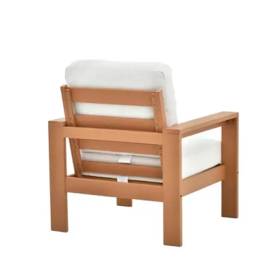 Wood Frame 4Piece Outdoor Sofa Set 3Seater Lounge + Accent Chairs & Ribbed Table image {10}