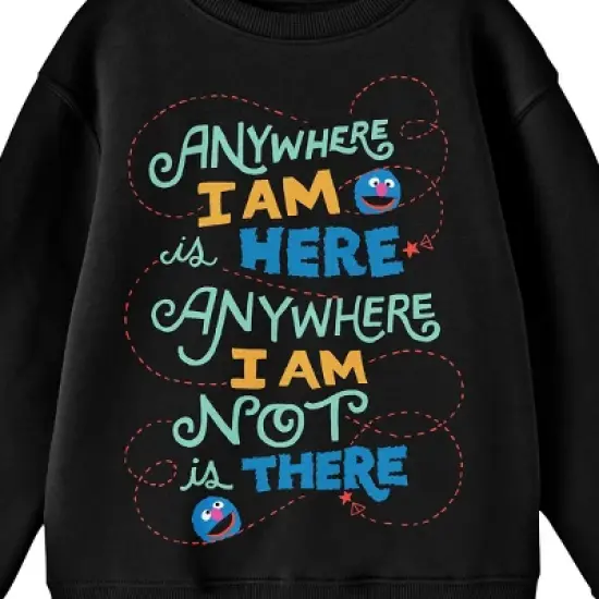 Bioworld Sesame Street Grover "Anywhere I Am..." Youth Black Crew Neck Sweatshirt image {1}