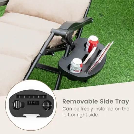 Tangkula Zero Gravity Chair Folding Recliner Lounge Chair w/ Cushion Cup Holder image {4}