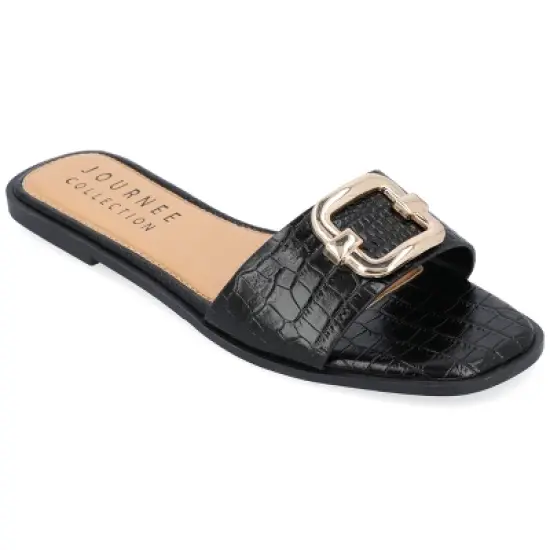 Journee Collection Womens Joarie Tru Comfort Foam Slip On Croco Slide Sandals image {9}