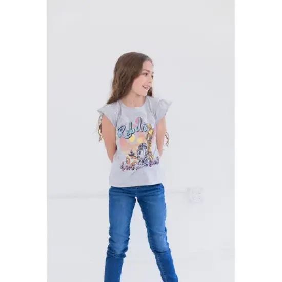 Star Wars Stormtrooper C-3PO R2-D2 Girls 3 Pack Graphic T-Shirts Little Kid to Big Kid image {2}