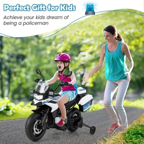 Costway 12V Kids Ride On Licensed BMW  Motorcycle  Dirt Bike with Light & Music White image {3}
