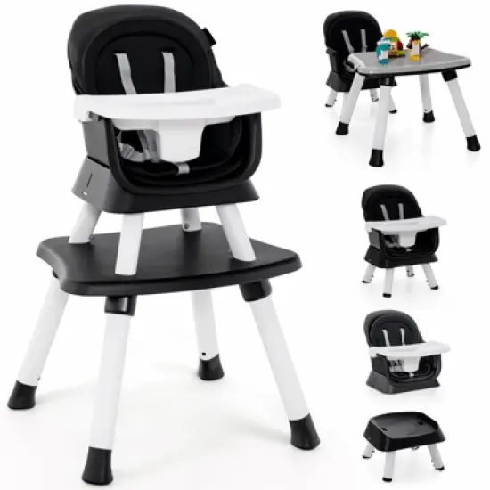 Infans 8 in 1 Baby High Chair, Convertible Highchair for Babies and Toddlers/Table and Chair Set/Booster Seat/Toddler Chair with Safety Harness, Black image {10}