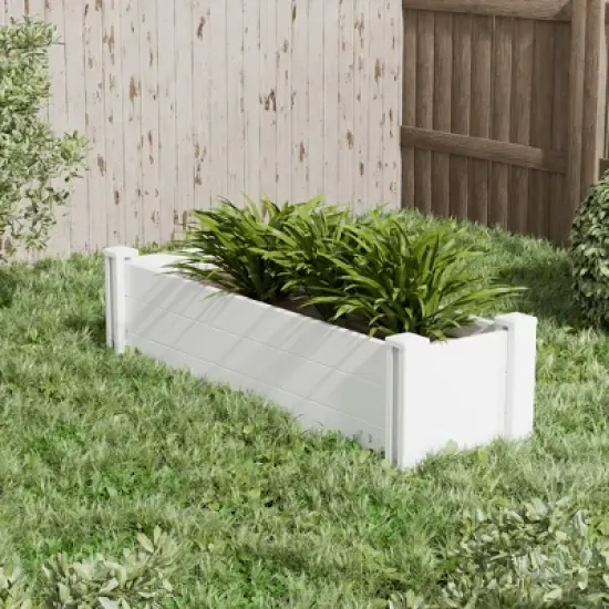 Lirago 51" x 28" x 13" White PVC Modular Garden Fence Panel Durable Easy to Install Soil Improvement Solution image {1}