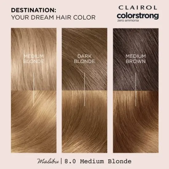 Clairol ColorStrong Ammonia Free Permanent Hair Color Dye Kit - 8 Medium Blonde image {3}