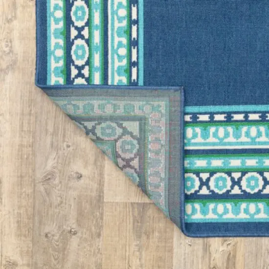 Marlowe Border Patio Rug Navy/Green image {1}