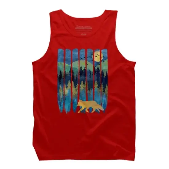 Men's Design By Humans Fox Forest Night By Maryedenoa Tank Top image {6}