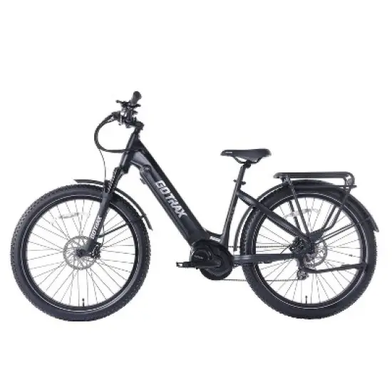 GOTRAX Adult MX1 Mid Drive 27.5" Step Through Electric Hybrid Bike - Black image {1}