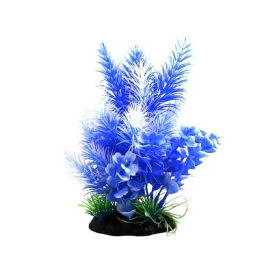 Unique Bargains Plastic Plant Ornament Aquarium Fish Terrarium Reptiles Tank Decor Blue White image {4}