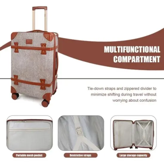 New York Xpress QD-24101 Luxury Vintage Durable Suitcase Sets w/TSA Lock & Double Spinner Wheels 20" 24" 28" image {2}