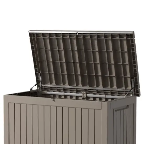 MAYEERTY 230 Gallon Large Capacity Outdoor Deck Box for Patio Furniture Cushions, Pillow with Wheels, Light Brown image {3}