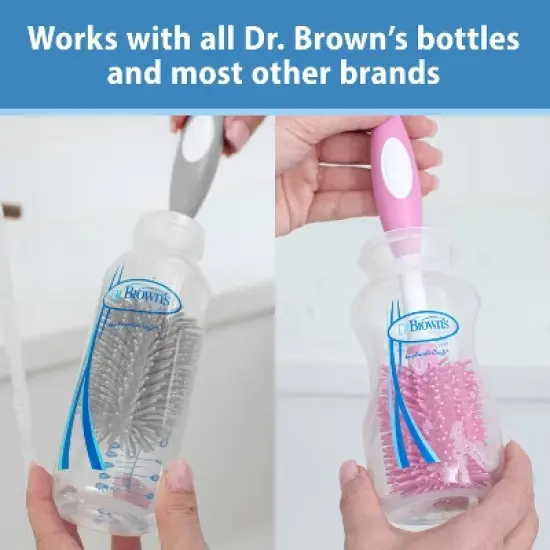 Dr. Brown's Soft Touch No Scratch Baby Bottle Cleaning Brush with Stand - Gray image {6}