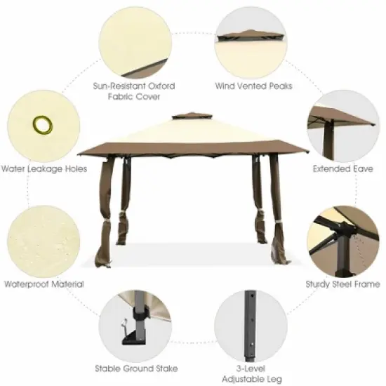 Tangkula 13' x 13' Folding Patio Pop-up Gazebo Canopy Tent Outdoor Shelter Shade image {4}