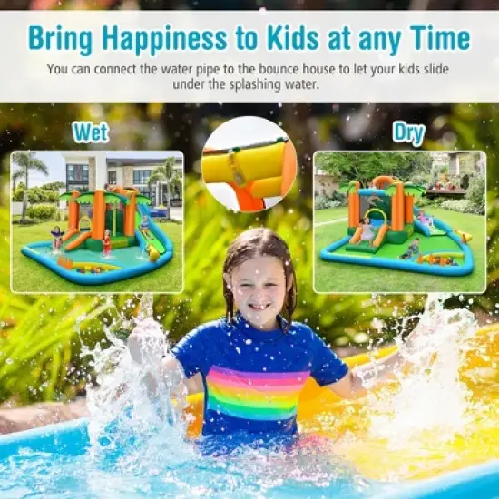 Costway Inflatable Water Slide Park Kid Bounce House w/ Upgraded Handrail & 780W Blower image {2}