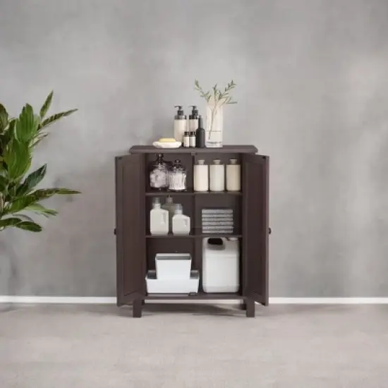 Slate Gray Freestanding Bathroom Floor Storage Cabinet - 11.8 x 23.6 x 31.5 Inches, with 2 Adjustable Shelves for Spacious Bathroom Storage image {4}