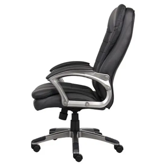 High Back Executive Chair with Pewter Finished Base/Arms Black - Boss Office Products image {1}