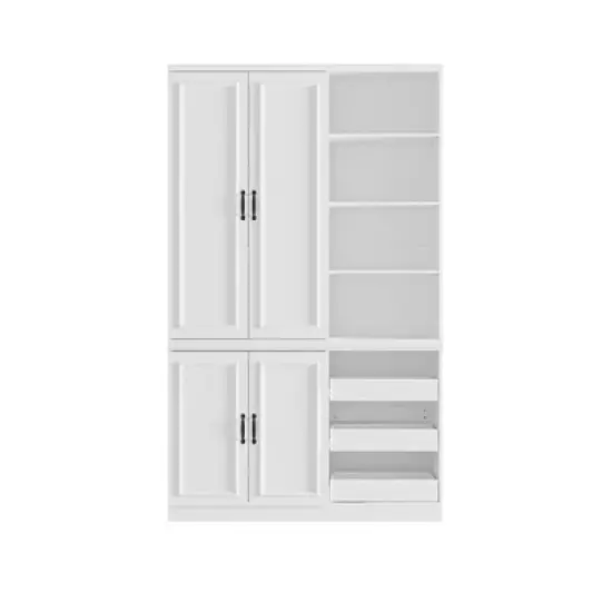 Famapy White Kitchen Cabinet Storage Cabinet: Adjustable Shelves, Mixed Storage, Space - Saving Design Pantry image {3}