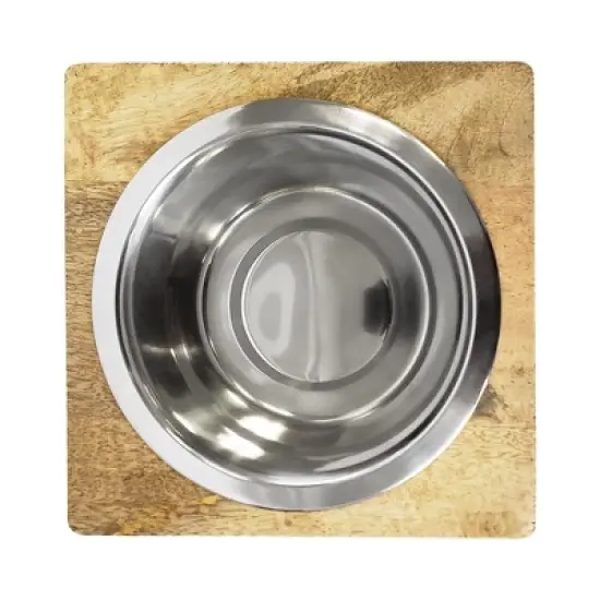 Country Living Elegant Stainless Steel Dog Bowl with Mango Wood Holder &ndash; (1 Quart) image {4}