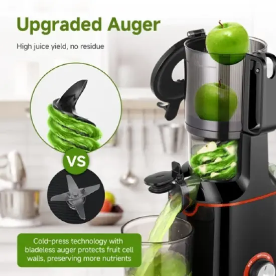 Juicer Machines with 108mm Feed Chute, 45-60 RPM Slow Masticating Juicer with Triple Stainless Steel Filter, 160W Pure Copper Motor, Reverse Function image {2}