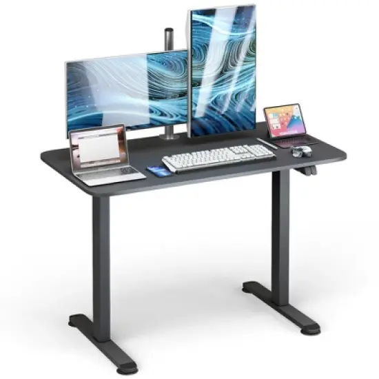 Tangkula Electric Standing Desk Adjustable Stand up Computer Desk Anti-collision image {5}