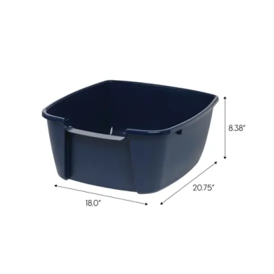 IRIS USA Cat Litter Box Cat Litter Pan with Scoop, Navy image {3}