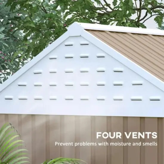 Resenkos Storage Garden Shed,Garden Sheds,8' x 6' Metal Garden Storage Shed w/ Doors, Window and Air Vents, Brown image {3}