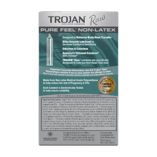 Trojan Raw Non-Latex Lubricated Condoms - 10ct image {1}
