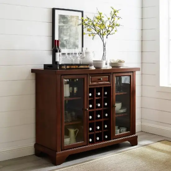 Lafayette Sliding Top Bar Cabinet Mahogany - Crosley image {1}