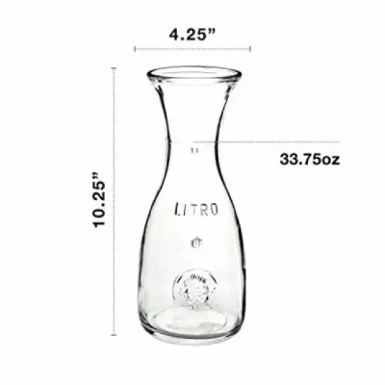 Bormioli Rocco Misura PZ Carafe, 33.75 oz - Embossed Marking, Wide Mouth & Lipped Rim for Easy Pouring - Thick Durable Glass, Dishwasher Safe image {2}