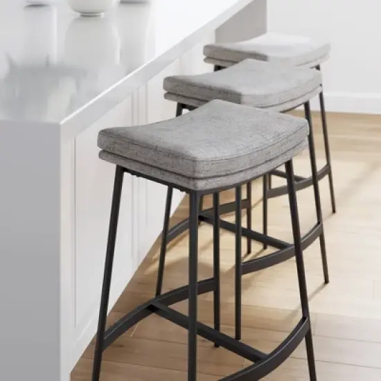 Upholstered Counter Height Metal Barstool - Nathan James image {2}