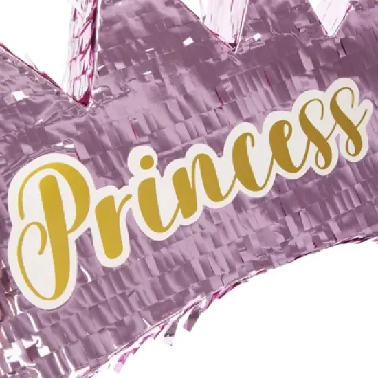 Blue Panda Small Princess Crown Pinata for Girls Birthday Party Supplies, Princess Party Decorations, Pink Foil, 16 x 10.5 In image {3}