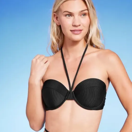 Women's Lightly Lined Ribbed Halter Bikini Top - Shade & Shore&trade; image {2}