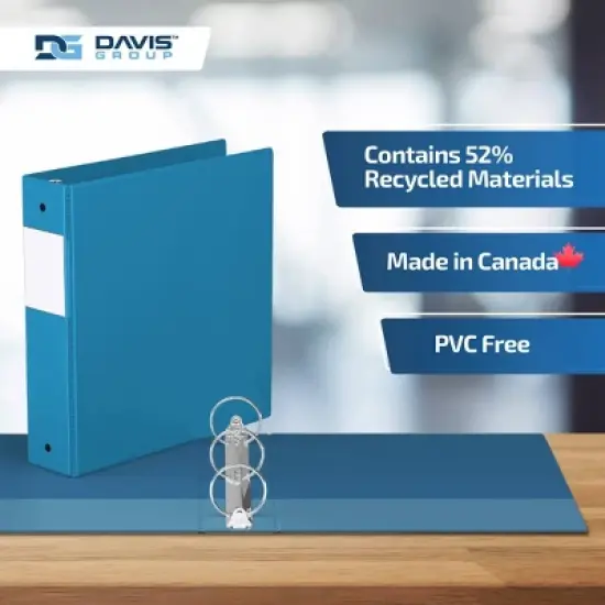 Davis Group 6pk 2" Premium Economy Round Ring Binders Turquoise Blue: Hard Cover, 400 Sheet Capacity, 2 Pockets, Polypropylene image {6}