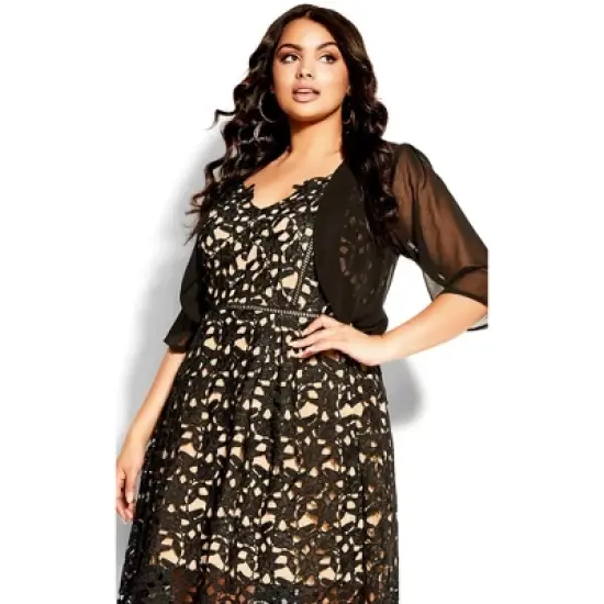Women's Plus Size Chiffon Shrug - black | CITY CHIC image {3}
