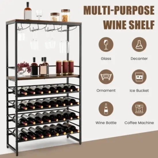 MOEPISY Freestanding Wine Rack with 4 Tier Wine Storage image {6}