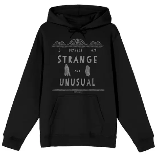 Beetlejuice I Myself Am Strange And Unusual Long Sleeve Men's Black Hooded Sweatshirt image {7}