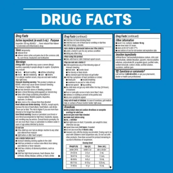 Advil Children's Dye-Free/Sugar-Free Liquid Fever Reducer/Pain Reliever 100 mg - Ibuprofen (NSAID) - Berry - 4 fl oz image {9}