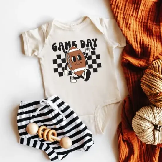 The Juniper Shop Football Game Day Checkered Baby Bodysuit image {1}