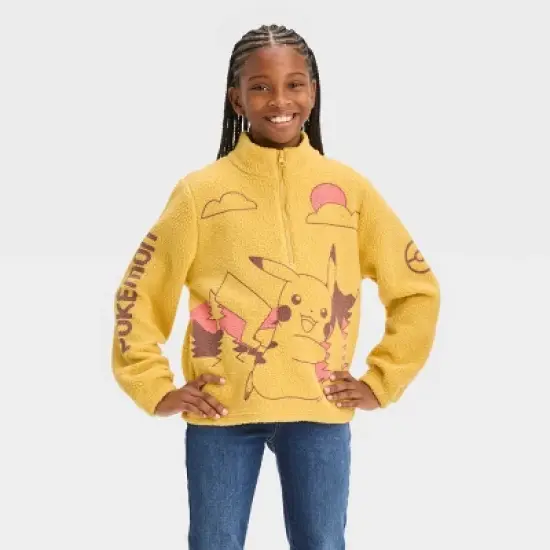 Girls' Pokemon Pikachu Zip-Up Pullover Sweatshirt - Yellow image {3}