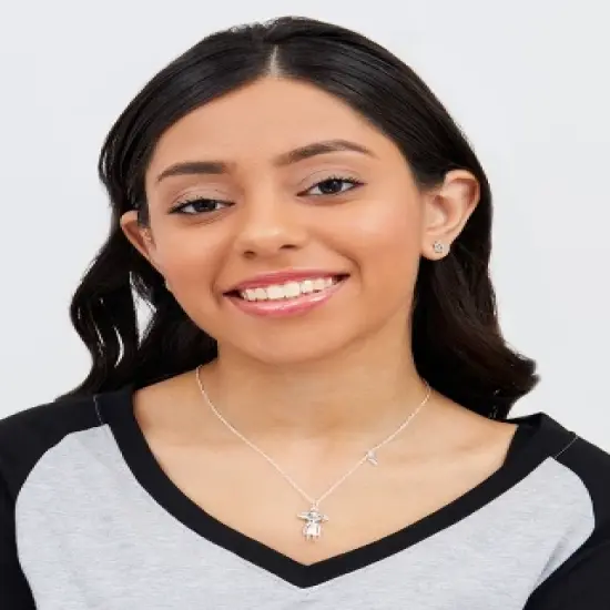 Harry Potter Dobby House Elf and Sock Silver Plated Necklace, 18" image {1}