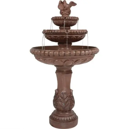 Sunnydaze 43"H Electric Resin and Concrete 3-Tier Pair of Doves Outdoor Water Fountain image {10}