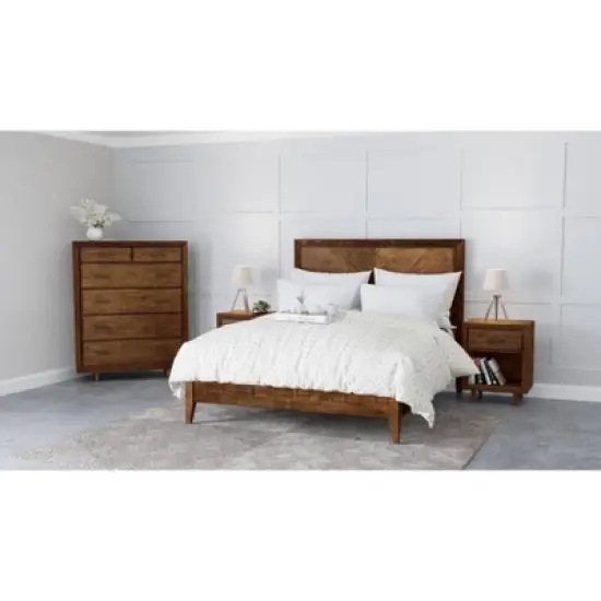 4pc Queen Aurora Mid Century Bedroom Set Brown - Abbyson Living image {1}